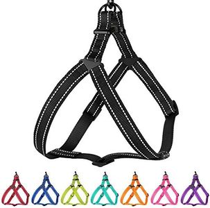 CollarDirect Reflective Dog Harness Step in Small Medium Large for Outdoor Walking, Comfort Adjustable Harnesses for Dogs Puppy Pink Black Red Purple Mint Green Orange Blue (Small, Black)