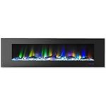 Hanover Fireside 72'' Black Wall Mounted Electric Fireplace with Driftwood Log Display and Multi-Color Realistic Flames, Modern Wall Fireplace Heater for Home with Remote Control, Supplemental Heat