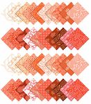 Soimoi Asian Block Print Precut 5-inch Cotton Fabric Quilting Squares Charm Pack DIY Patchwork Sewing Craft-Orange & Pink