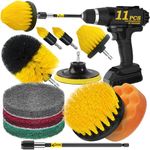 Holikme 11 Piece Drill Brush Attachment Set Scouring Pads Power Scrubber Brush Scrub Pads Cleaning Kit-All Purpose Cleaner for Bathroom Surfaces, Grout, Floor, Tub, Shower, Tile, Corners