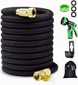 Expandable Garden Hose 50ft with 10 Function Spray Nozzle and 3/4 Solid Brass Fittings, No-Kink Flexible Water Hose Triple Latex Core, Extra Strength Fabric for Garden & Outdoor Cleaning