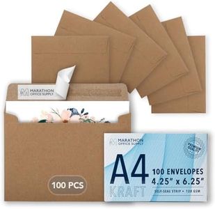 MOS A4 Invitation Envelopes – 4-1/4" x 6-1/4" Kraft Mailing Envelopes Self Seal (100 Count) – 120GSM/ 32LB Bond Heavy Duty – Gift Card Envelopes, Business Envelopes, Card Envelopes, Wedding Envelopes