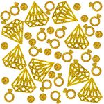 400 Pieces Gold Confetti, DaKuan Diamond ring circle confetti Glitter Confetti Wedding Table Decoration Party Table Confetti Bridal DIY Engagement party Decorations