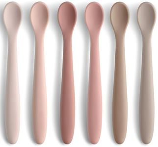 Silicone Baby Feeding Spoons, Training Spoon Self-feeding, First Stage Infant Soft-Tip Easy on Gums, Utensils Supplies, Dishwasher & Boil-proof, 6 Pack