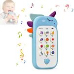 Bambebe Baby Phone Toys for 1 Year Old Boys Girls Gifts, Musical Baby Sounds Toys for Babies 12-18 Months, Interactive Baby Cell Phone Toy with Early Education & Music(Blue)