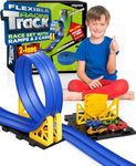 Flexible Race Track for Kids, All-in-One Flex Track Set with Suction Cups, Loop Ramps & 2 Cars – Compatible with Hot Wheels & Matchbox Cars – Blue 16ft Roll Up Car Ramp Toy Track for Kids Ages 3 & Up