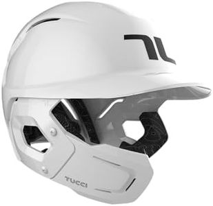 TUCCI Potenza Batting Helmet with Jaw Flap, S/M, Gloss White, Left-Handed Hitter