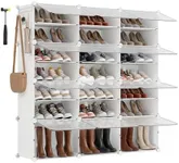 SONGMICS Shoe Rack, 12 Cubes Shoe Organizer with Doors, 48 Pair Plastic Shoe Storage Cabinet, for Bedroom, Entryway, Steel Frame, Plastic Panel, White ULPC040W01