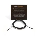 UILZ Morse Code Bracelet for Men with Card Morse Code Bracelets for Son Brother Dad Husband Grandson Boyfriend Inspirational Leather Bracelet, 9.25, Leather, Cubic Zirconia