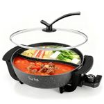 Food Party Hot Pot Electric Hotpot with Divider Shabu Shabu Hot Pot Non-Stick 6-Quart Large Chinese Pot Korean
