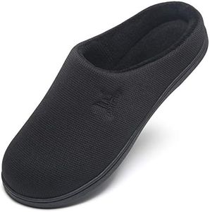 MAIITRIP Pantofole da uomo in memory foam Mule Indoor Outdoor Comfort Inverno Caldo Slip on Scarpe da casa per uomo Casa suola in gomma antiscivolo Tutto nero taglia 40 41