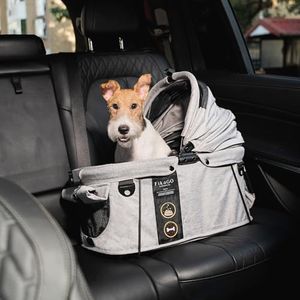 FikaGO Sway, Dog Car Seat, Car Seat & Carrier for Small & Medium Sized Dogs, Small Dog Car Seat Booster, Pet Booster Seat, Doggy Carseat, Cat Carrier, Puppy Car Seat, Car Dog Bed - Gray Husky
