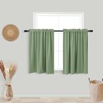 KOUFALL 18 x 36 Inch Curtains Cafe Length for Kitchen,Black Out Blackout Boho Room Darkening Curtains for Bedroom,Set of 2 Panels,Sage Green