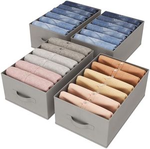 Lifewit 4 Pezzi Organizer Armadio con 6 Scomparti, Organizer Cassetti, Contenitori per Armadio Salvaspazio, Scatole per Armadio Rigide per Vestiti, Pantaloni, Maglione, 42 X 27 X 17 cm, Grigio