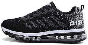 tqgold Mens Womens Trainers Sports Fitness Running Shoes Gym Athletic Sneakers (Black,Size 12)