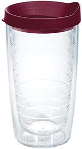 Tervis Clear & Colorful 16oz Insulated Tumbler, Maroon Lid