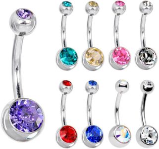 10-Piece Titanium Belly Bar Set, 316L Surgical Steel Navel Rings, Body Piercing Jewelry, 1.6mm Gauge, 11mm Length, Hypoallergenic