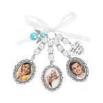 Yolev 1Pcs Wedding Bouquet Photo Charm Wedding Bouquet Charm with 3 Picture Frame Anniversary Photo Charms Photo Charm for Bridal Wedding Bouquet