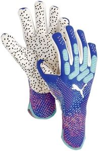 Puma Future Ultimate NC Goalkeeper Gloves - Elite+ Dual Grip Latex, Tight Fit, 3D Knitted Backhand, Silicone Band, Elasticated Wrist, Multiple Sizes (Bluemazing-Sunset Glow-Electric Peppermint, 8)