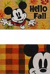 Gertmenian Disney Mickey Mouse Doormat Rug Retro Classic Non-Slip Holiday Decoration Home Entryway Front Door Indoor Outdoor Coir Mat Carpet, 2-Pack 20x34, Hello Fall Orange Red Brown Plaid; 46643