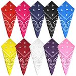 FEPITO 10Pcs Paisley Bandanas Assorted Cowboy Bandanas Unisex Novelty Print Head Wrap Scarf Wristband for Adults and Kids (10 Colors)