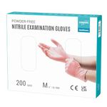 EUROPAPA® 200x disposable nitrile gloves powder-free examination gloves EN455 EN374 latex-free in Sizes S, M, L & XL (M, Pink)