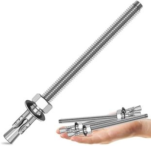 Mywish 1/2 x 7 Inch Wedge Anchors, 5Pcs 304 Stainless Steel Industrial 1/2 Heavy Duty Industrial Masonry Wdege Anchor Bolts for Brick Cement and Concrete, Bright Finish