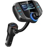 Sumind (Upgraded Version) Car Bluetooth FM Transmitter, Wireless Radio Adapter Hands-free Kit with 1.7 Inch Display, QC3.0 and Smart 2.4A USB Ports, AUX Output, TF Card Mp3 Player(Black)