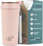 bioGo 16oz Pink Travel Coffee Cup - Reusable Mug with Lid - Microwave & Dishwasher Safe