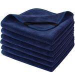 Sinland Microfiber Facial Cloths Fast Drying Washcloth White 12 inch x 12 inch (Navyblue, 6 Pack)