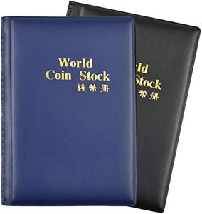 2 Pezzi Album della Collezione di Monete, Album per Monete da 240 Tasche, Libro da Collezione di Monete in Pelle, Raccoglitore per Collezione di Monete, Album per Monete di Varie Dimension(Nero+Blu)