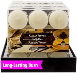 Kiera Grace Enlighten Tea Light Candle, 9 Units/Pack, Natural Scented Candle, Vanilla Flower Fragrance, Ivory, Perfect for Bedroom, Bathroom, Living Room and Kitchen