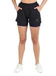 CHKOKKO Double Layered Sports Gym Workout Running Shorts for Women Black S