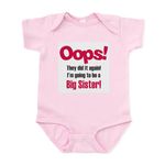 CafePress Oops Big Sister Infant Bodysuit Cute Infant Bodysuit Baby Romper Petal Pink