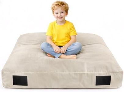 Uhealpia Crash Pad for Kids Sensory – Autism Sensory Crash Pad & Crash Mat, Soft High Density Foam Landing Pad with Washable Velvet Cover for Indoor Play & Sensory Gym, 5×5 FT, Beige