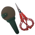 YOUGUOM Small Scissors Embroidery Scissors Sewing Crafting Scissor Sharp Tip Shears for Needlework Threading Craft Artwork DIY Tools, 4.3in Vintage Red Scissors W/Sheath