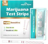 Easy@Home Marijuana Test Strips, 15 Pack Highly Sensitive THC Tests for Home Use, Drug Test Kit Marijuana Urine Screen Test, at Home THC Drug Test with Cut-off Level 50ng/mL, THC Test Strip #ESTH-115