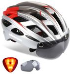 Shinmax Adults Bike Helmet,Bicycle Helmet CPSC/CE Safety Standard Cycling/Climbing Helmet Lightweight Adjustable with Removable Magnetic Goggles Visor&Safety Rear Led Light for Men Women SM-T69