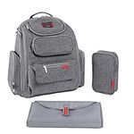 Bag Nation Diaper Bag Backpack with Stroller Straps Changing Pad and Sundry Bag - Grey