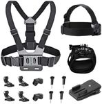 Head Mount Strap Chest Mount Harness Backpack Clip Wrist Strap Mount Action Camera Accessories Kit Compatible with Gopro Hero 13 12 11 10 9 8/Insta360 X4 X3/AKASO EK7000/Brave 4/Brave 7/V50X/Apexcam