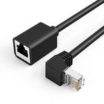 CAT6 Ethernet Extension Cable, CableCreation Shielded 8P8C Ethernet Patch Cable, Up Angled Support Bandwidth Up to 250mhz, 1.6 Feet/0.5M, Black