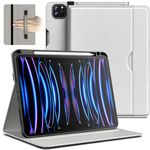 JETech Case for iPad Pro 11-Inch 4/3/2 (2022/2021/2020 Model), PU Leather Folio Protective Cover with Hand Strap, Pencil Holder & Pocket, Multi-Angle Viewing (Silver)