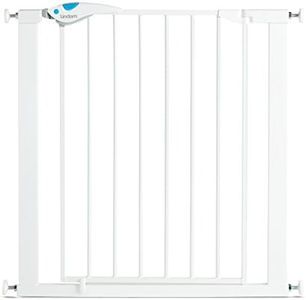 Munchkin Lindam Barrière d’Escalier, Barrière de Sécurité Easy Fit Plus Deluxe pour Enfants et Animaux, Barrière à Pression en Acier pour Escaliers et Portes, Sans Perçage, 76 - 82 cm, Blanche