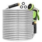 Kofero Metal Garden Hose 25ft Flexible Stainless Steel Water Hose Heavy Duty Lightweight Strong Durable Kink Free Long Hose Pipe with 10 Function Nozzle for Outdoor Yard