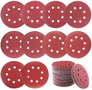 Glarks 100Pcs Sanding Disc Assortment, 5 Inch 8 Hole Dustless Hook and Loop Sandpaper Sanding Disc Sandpaper Sanding Sheets Assorted 40 60 80 100 120 180 240 320 400 800 Grit for Random Orbital Sander