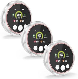 3 Pack 5-in-1 Carbon Monoxide Detectors & Smoke & Natural Gas Leak Detector, Portable Carbon Monoxide Detectors Plug in & Battery Backup, HD Screen Display - Hotel and Travel Safety, RV, Home