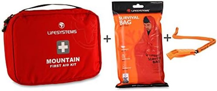 Lifesystems Mountain First Aid Kit With Safety Whistle And Survival Bag Bundle