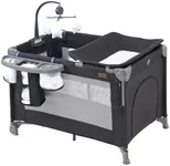 ACCOMBE 5 in 1 Baby Bedside Sleeper,Baby Pack and Play with Bassinet & Mattress,Portable Bedside Crib with Storage, Playard with Bassinet from Newborn to Toddlers(Dark Grey) (Light Gray)