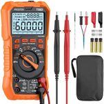 Proster Multimeter Tester - TRMS 60000 Counts Digital Multimeter AC/DC Voltage & Current Tester with NCV Temperature Capacitance Continuity Diode Test with Backlit LCD, Dual Fuses, Test Leads
