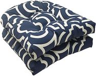 Pillow Perfect Set of 2 Outdoor Carmody Wicker Seat Cushions, Navy